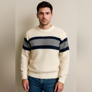 Walnut Creek Vintage 90s Men’s Waffle Knit Crewneck Sweater Size S Preppy Coast